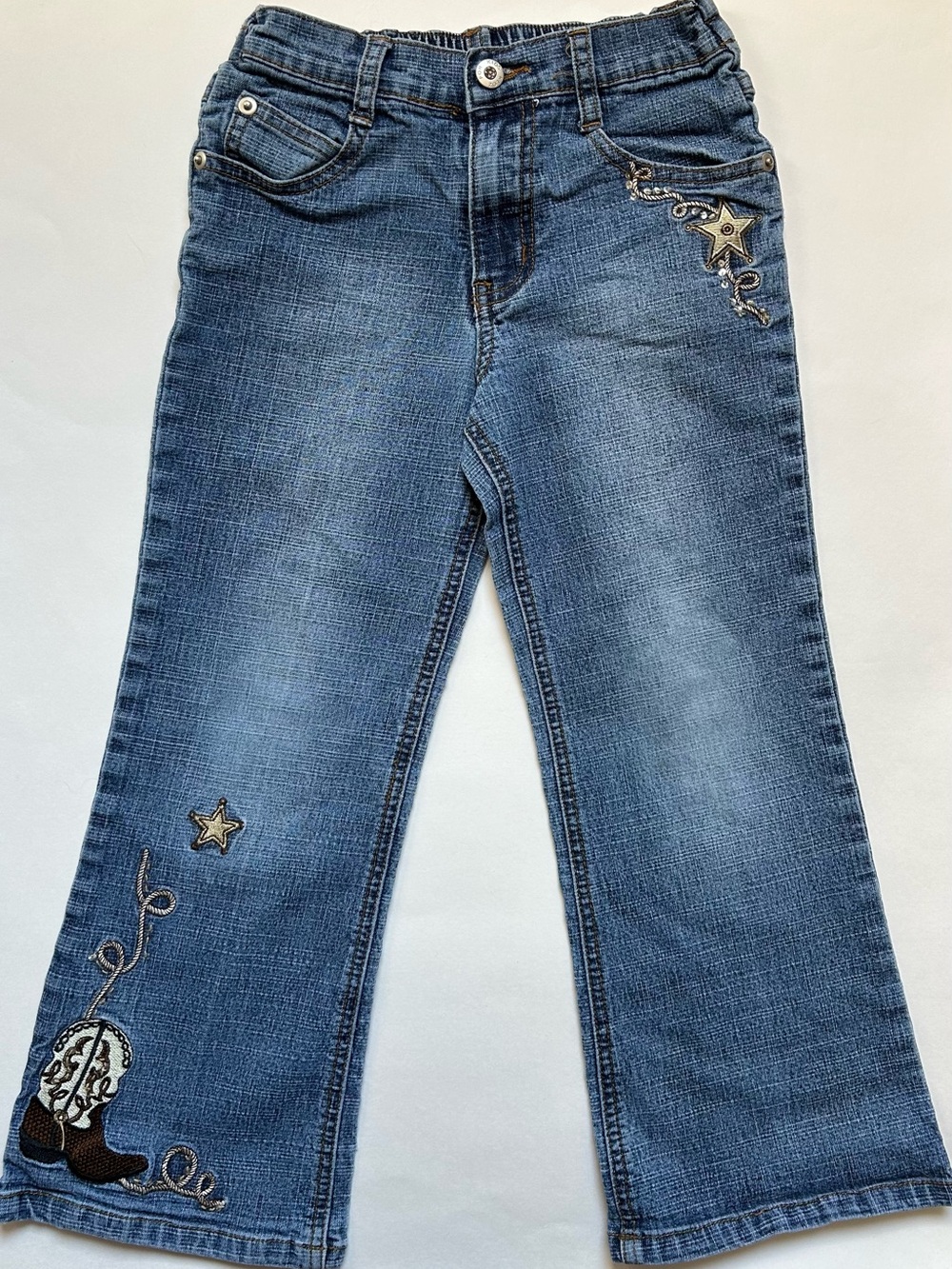 Vintage Girls Blue Embroidered Western Boot Jeans